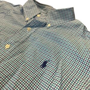 Ralph Lauren Men Large‎ Blue Purple Plaid Long Sleeve Shirt Oxford Button Front